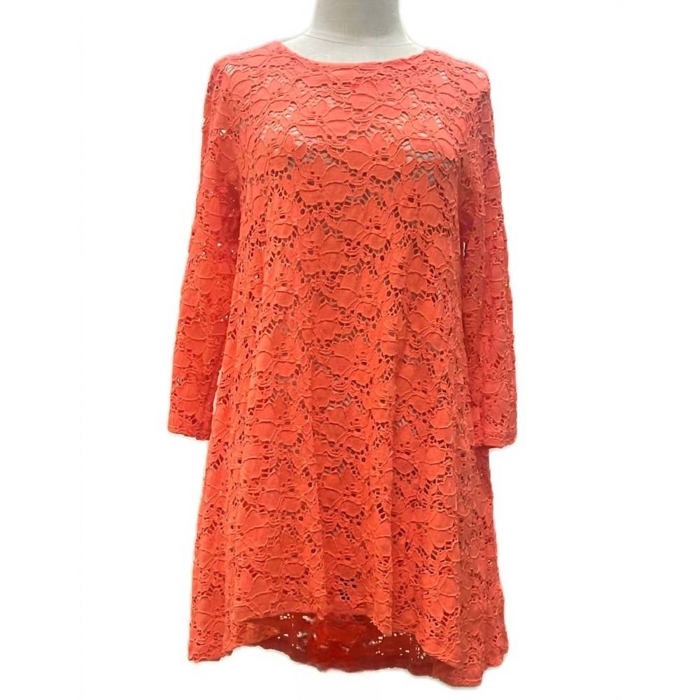 NEW STAPLES eyelet stretch t mini dress in coral